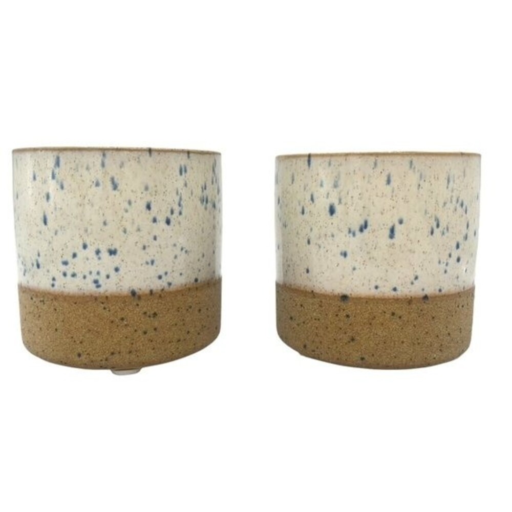 2 Beautifully Unique Pottery Stoneware Handmade Tumblers Bought n Lithuania 2019